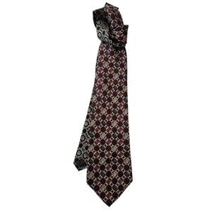 Tommy Hilfiger Men Burgundy Print Vintage Men Silk Tie